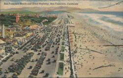 San Francisco Beach and Great Highway Postcard