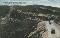 Winding to the Summit, Ridge Route, California Postcard