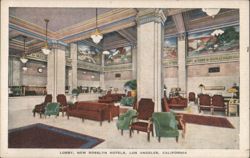 Lobby, New Rosslyn Hotels, Los Angeles, CA Postcard