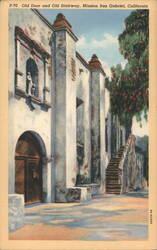 Old Door and Old Stairway, Mission San Gabriel Postcard