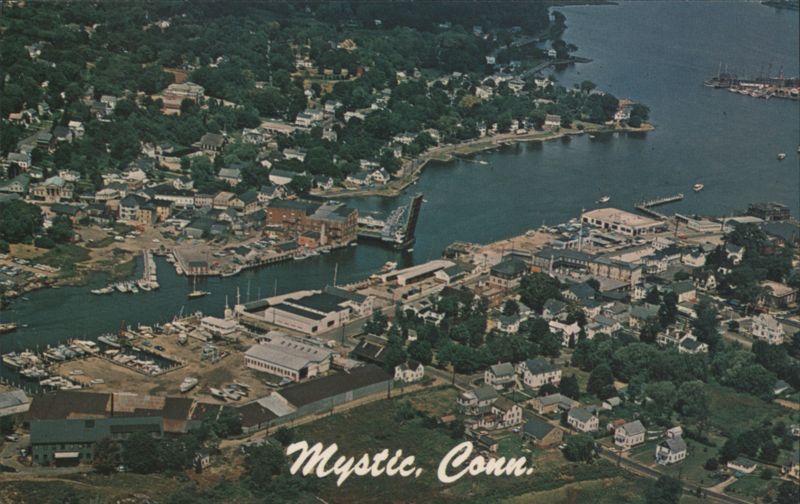 Aerial View of Mystic, CT with Drawbridge Connecticut