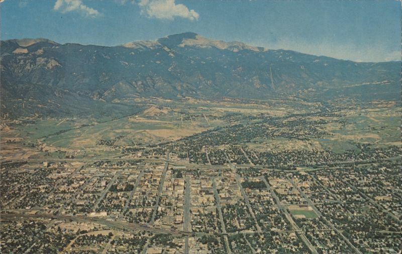 Air View of Colorado Springs, Pikes Peak Stewart's Commercial Photographers