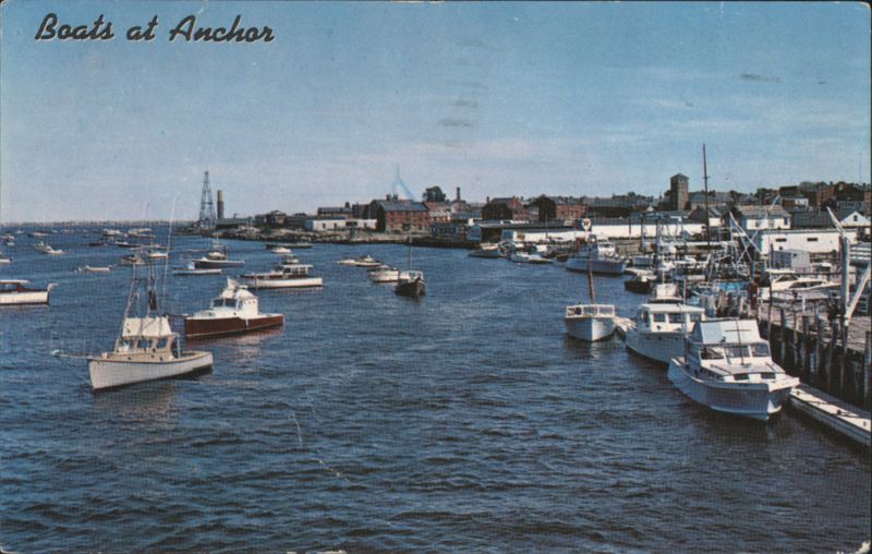 Boats at Anchor, Newburyport Harbor, MA Massachusetts
