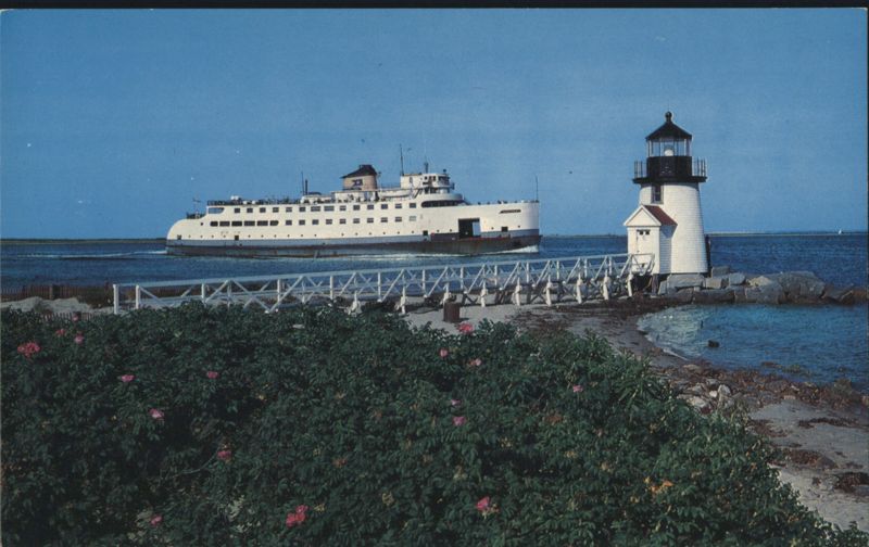 Steamer Nantucket Passing Brant Point Light, Nantucket Island, MA Massachusetts