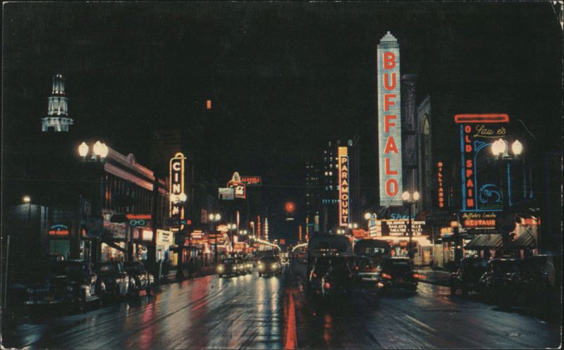Theater District, Main Street at Night, Buffalo New York