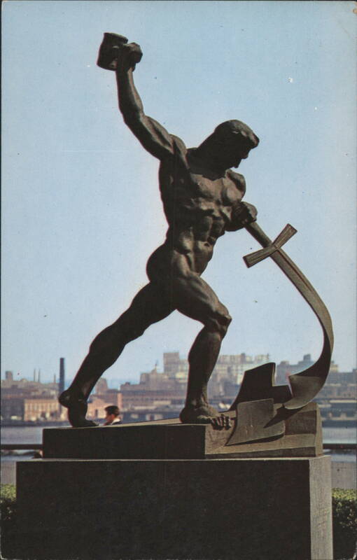 Russian Statue, Man Beating Sword into Plowshare New York