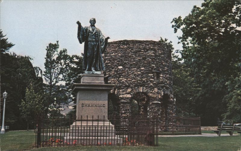Old Stone Mill and William Ellery Channing Statue, Newport, RI Rhode Island