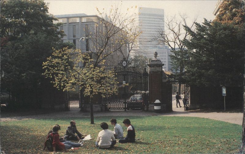 Professor & Students on the Campus Green, Brown University Providence Rhode Island