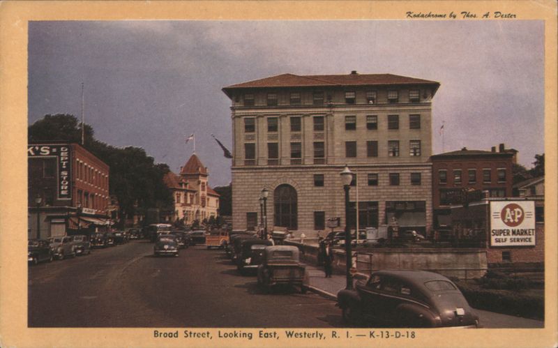 Broad Street, Looking East, Westerly, RI Rhode Island