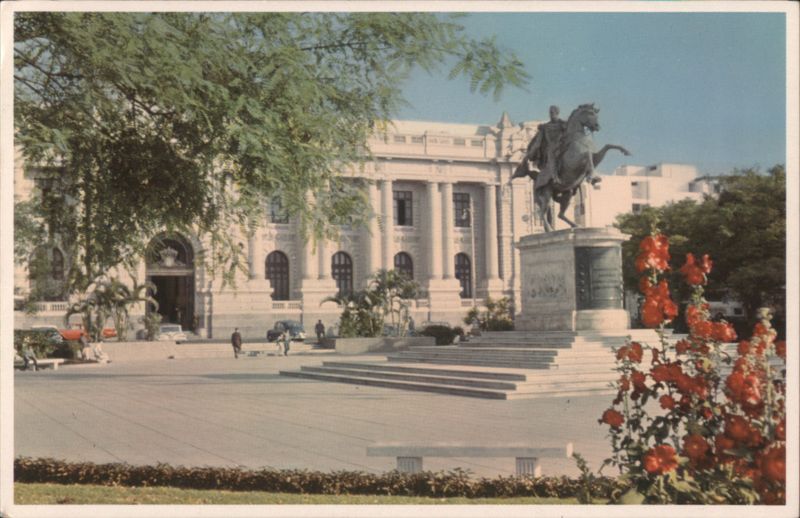 Monument of Simon Bolivar and Congress Building, Lima, Peru
