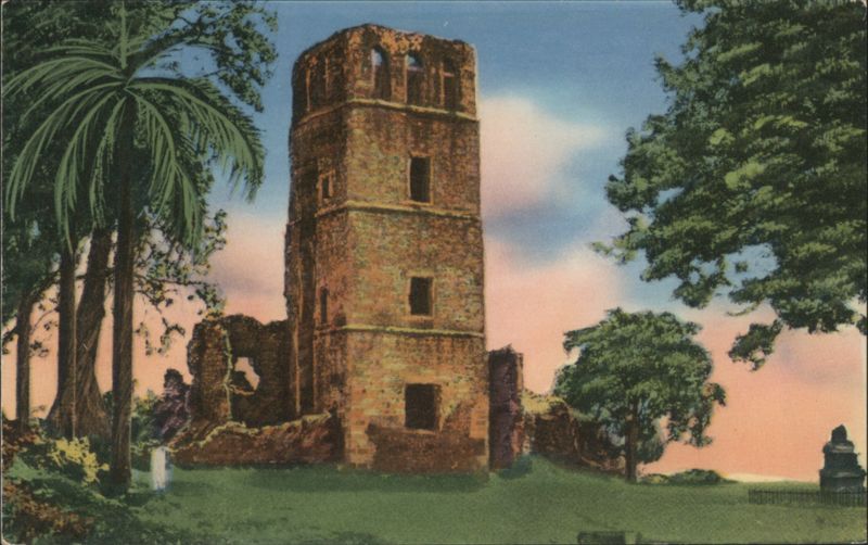 Ancient Cathedral Tower, Ruins of Old Panama Panama City