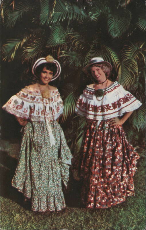 Panamanian Women in Traditional Montuna Dress Foto Flatau