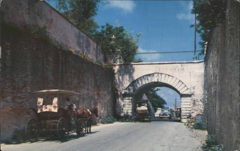Gregory Arch with Horse-Drawn Carriages, Nassau Bahamas