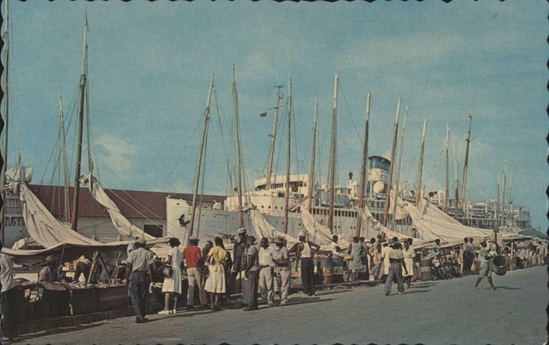 Out Island Sloops at Waterfront Market, Nassau The Bahamas