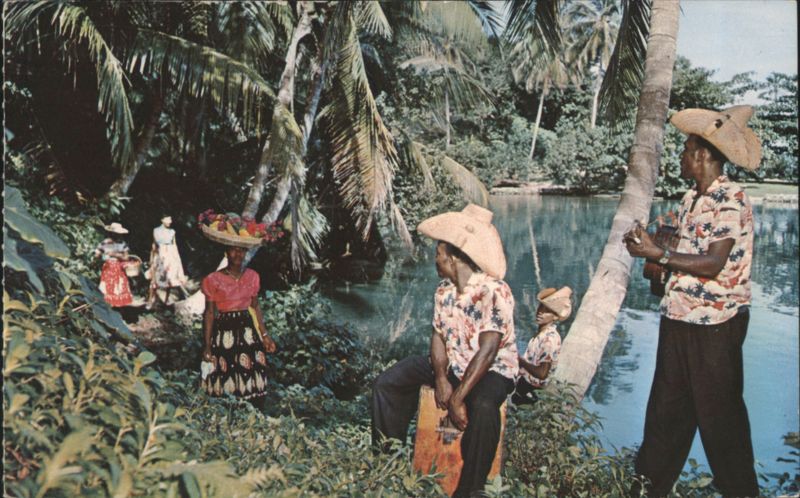 People by the Blue Hole Lagoon, Port Antonio, Jamaica