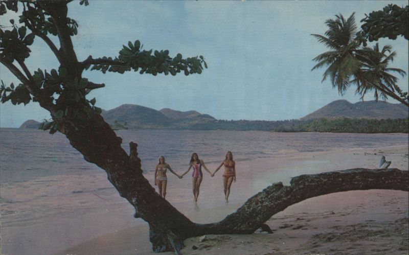 Three Women on Vigie Beach, St. Lucia Caribbean Islands
