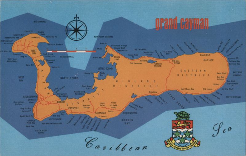 Map of Grand Cayman Cayman Islands Caribbean Islands