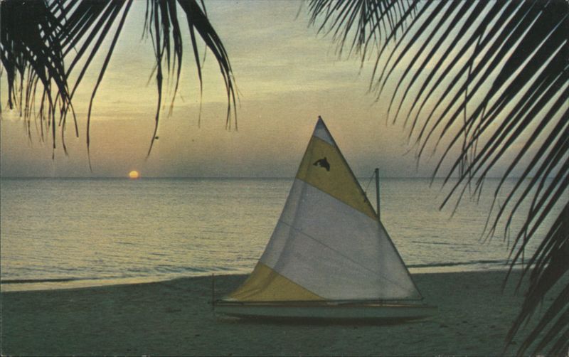 Sailboat at Sunset on Seven Mile Beach, Grand Cayman Cayman Islands