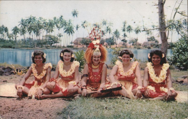 Taupou and Dancing Girls, Samoan Knife Dance Pago Pago American Samoa