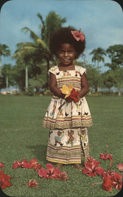 Young Fijian Girl 'Elizabeth' with Hibiscus Flowers Suva