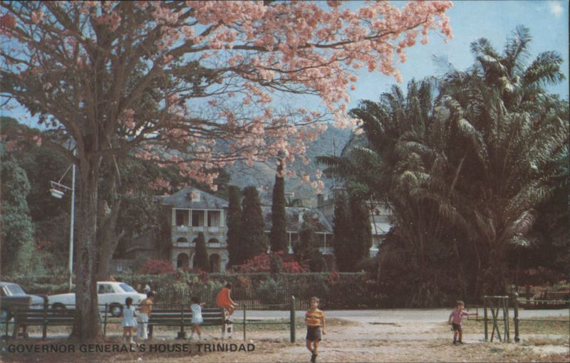Governor General's House and Pink Poui Tree, Trinidad Port of Spain Trinidad and Tobago