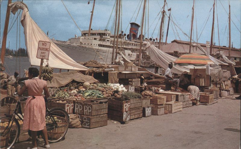 Waterfront Market with Cruise Ship, Nassau The Bahamas