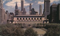 Rear of New York Public Library and Bryant Park Postcard