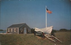 Old Lifeboat at Madaket Life Saving Station, Nantucket, MA Postcard