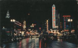 Theater District, Main Street at Night, Buffalo Postcard