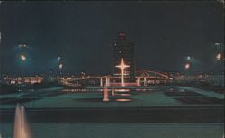 Fountain of Liberty in International Park, New York Airport Postcard