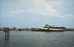 Block Island Boat and State Pier, Galilee, RI Postcard