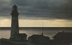 Yaquina Head lighthouse at sunset, Newport, OR Postcard
