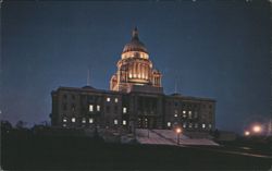 Rhode Island State House at Night, Providence, RI Postcard