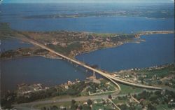 Aerial View, Sakonnet River Bridge, Tiverton Postcard