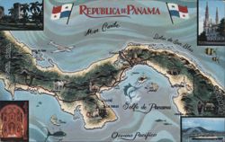 Illustrated Map of the Republic of Panama Postcard