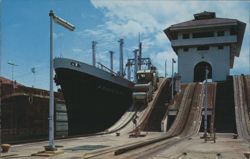 Pioneer Minx in Gatun Locks, Panama Canal Postcard