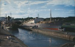 Passing through Miraflores Locks, Panama Canal Postcard