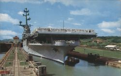 U.S. Aircraft Carrier Valley Forge, Miraflores Locks Postcard