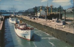 Ships at Miraflores Locks, Panama Canal Postcard