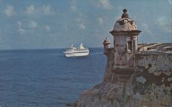 Royal Caribbean Ship Castillo San Felipe San Juan PR Chrome Postcard