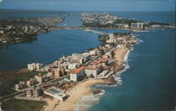 El Condado with Old San Juan, Puerto Rico Postcard