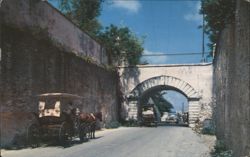 Gregory Arch with Horse-Drawn Carriages, Nassau Postcard