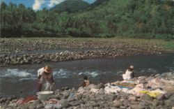 Wash day in rural Jamaica Postcard