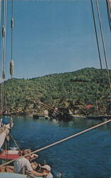 Bequia St. Vincent Admiralty Bay Ship Careened Chrome PC Postcard