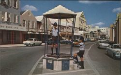Policeman in 'Bird Cage' Traffic Booth, Hamilton, Bermuda Postcard