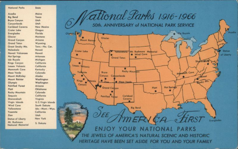 National Parks 50th Anniversary Map