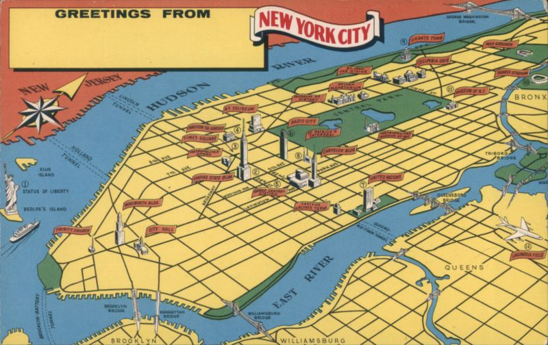 Greetings from New York City Pictorial Map