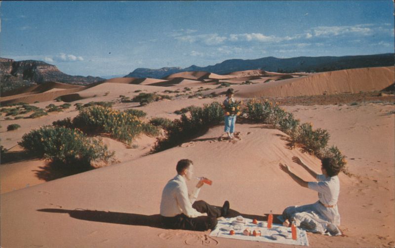 Family Picnic on Sand Dunes East of Zion Utah Dick Herre