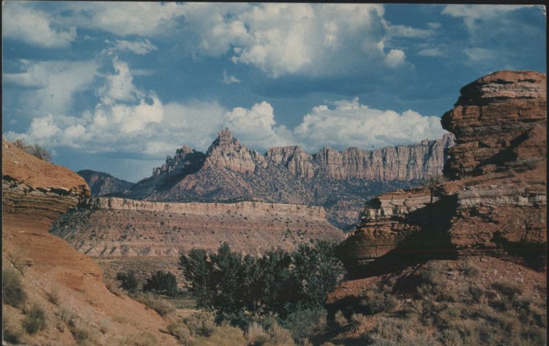 Eagle Crag Mountains and Virgin River - Zion National Park Utah