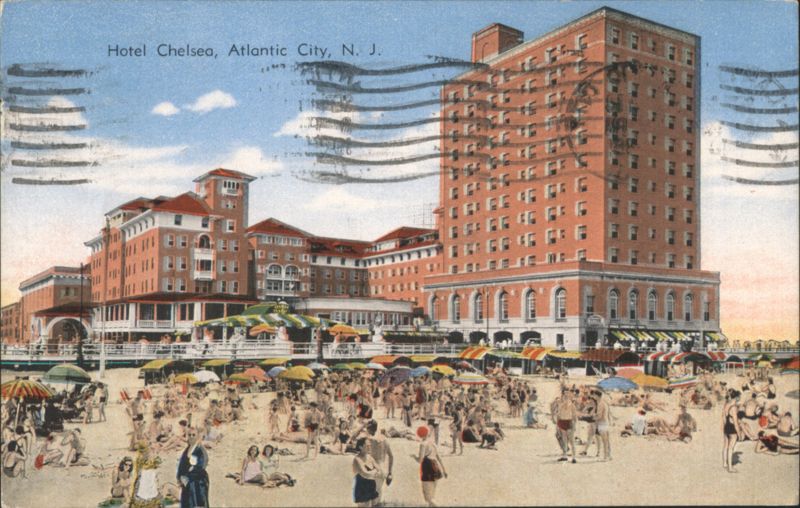 Hotel Chelsea, Atlantic City, Beach Scene New Jersey